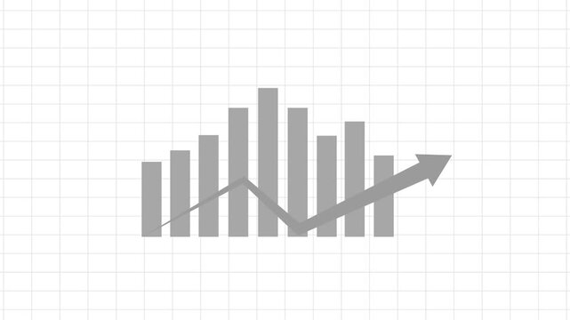 Bar Chart with Downward Arrow on Green Grid 2026 Animation