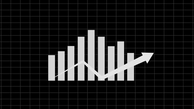 Bar Chart with Downward Arrow on Green Grid 2026 Animation