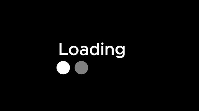 Dots blinking preloading Processing Loading Circle Progress Indicator on black background.
