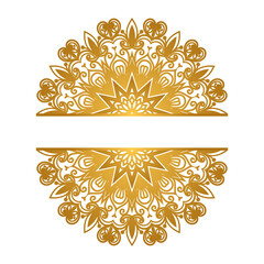 Half Mandala frame indian pattern islamic ornament gold color
