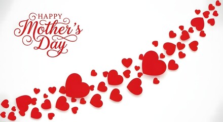 Happy mother's day greeting card with red hearts