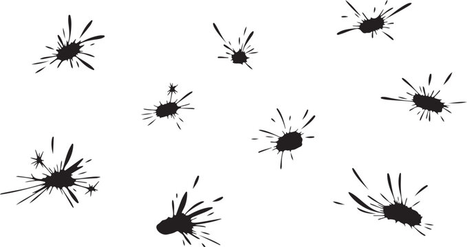 Black cockroaches crawling on white background in chaos motion