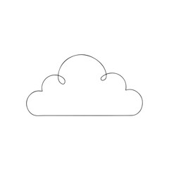 Fototapeta premium Minimal Cloud Outline Weather Symbol on White Background