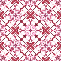 Fototapeta premium Floral Elegance: A beautifully designed watercolor pattern, showcasing an intricate arrangement of flowers and leaves, creating a seamless and decorative design element.