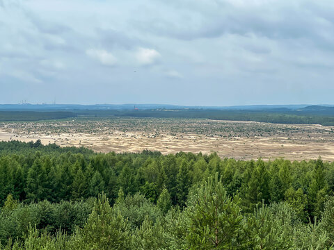 View from the Viewpoint on Czubatka Hill overlooking the Bledowska Desert in Klucze, Poland