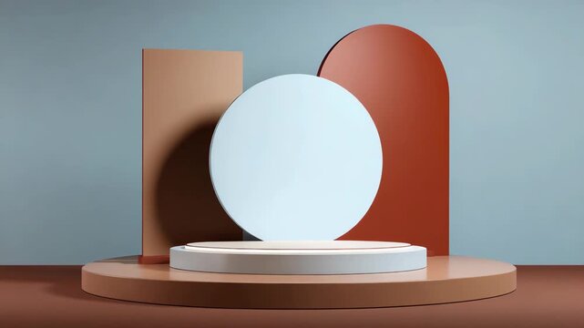 Minimalist geometric abstract background with circular and arched shapes.