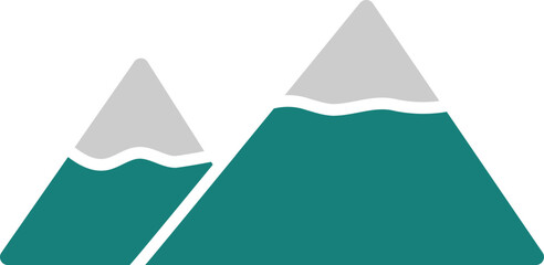 Snowy mountain peaks with green slope