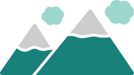 Mountain range with soft floating clouds