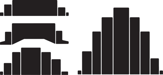 Black bar chart and graph icons on white background