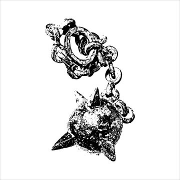 Vintage spiked flail ball illustration
