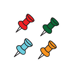 Set of push pin vector illustration