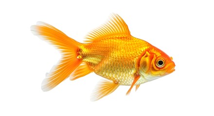 Fototapeta premium Vibrant Goldfish Swimming Gracefully on a Pristine White Background.
