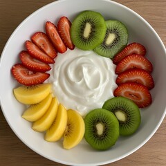 Simple no-cook meal with fruits and yogurt