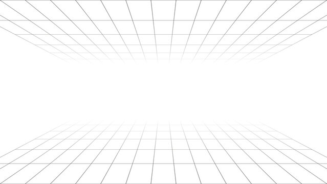 Minimalist dual-horizon futuristic grid line background. Vector illustration