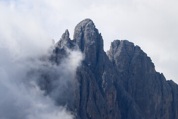 Cadini di Misurina Dolomites mountains wrapped in mist