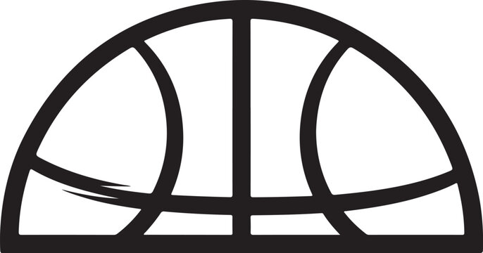 Basketball ball line art vector illustration of sports equipment half shape isolated design for athletic competition icon and logo web
