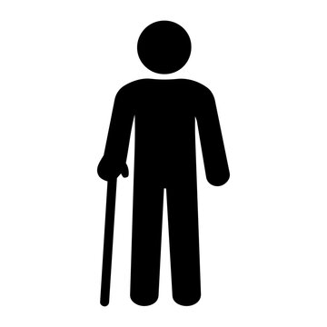 tanding Person with Cane Pictogram Icon　杖を持って立つ人