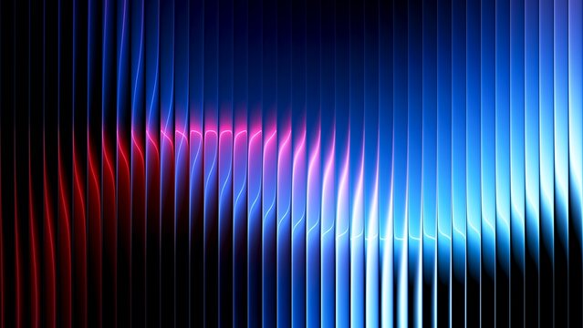 Neon circles refracted through ribbed glass forming soft curves and vertical pattern. Futuristic neon gradient circles for creative design. Modern optical aesthetic inspired by technology minimalism