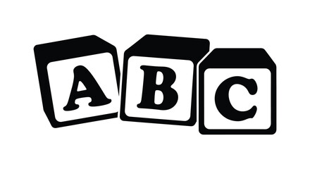 Three building blocks displaying letters a b and c black silhouette © MdAbulBasher