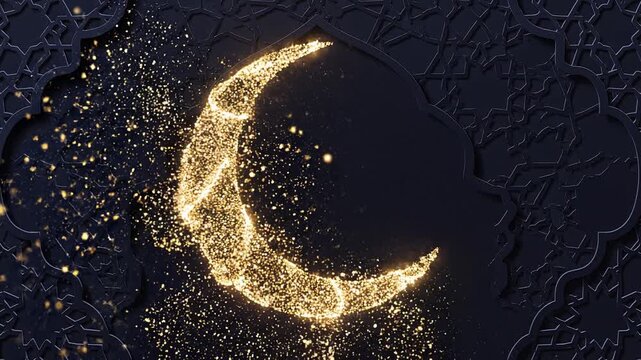 Ramadan Islamic Arch Abstract Blue Background Loop 4K. Suitable for religious videos, Ramadan promotions, mosque media, presentations, and spiritual content. Seamless loop in 4K resolution.