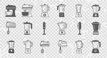 Collection of Kitchen Appliance Icons in Black.
