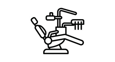 Dental chair and tools illustration in a bold graphic silhouette
