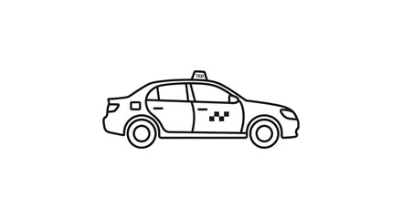 Fototapeta premium Black and white line art of a taxi cab a minimalist silhouette