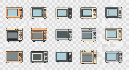Collection of Various Microwave Oven Illustrations.