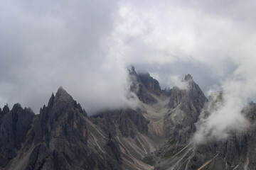 Cadini di Misurina mountains dissolving into ethereal skies