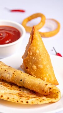 crispy samosas and soft flaky parotta