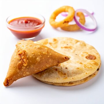 crispy samosas and soft flaky parotta