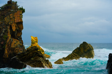 Naklejka premium Helmet Rock in Jeongdongjin, Gangneung, South Korea