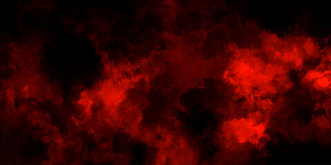 Abstract grunge red and black powder explosion cloud on black background. dark red smoke Like cloud wave effect on black. dark fire flame grunge texture background. toned fiery red sky.