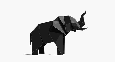 Black Origami Elephant Figure.