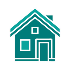 Home icon, Simple teal house icon with geometric design and clean lines, Color: Transformative Teal  