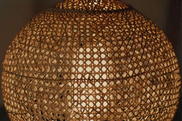 Intricate Woven Rattan Light Fixture with Soft Ambient Glow