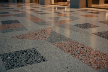 Textured Flooring with Geometric Patterns in Modern Interior Space