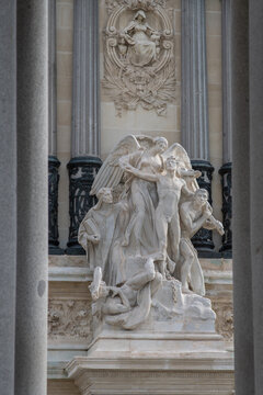 Madrid, Spain: Monument to Alfonso XII Colonnade at Retiro Park