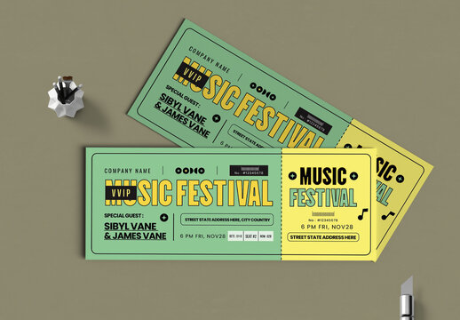 Music Festival VIP Ticket Design Template