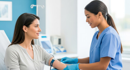 Fototapeta premium A medical professional drawing blood from a patient
