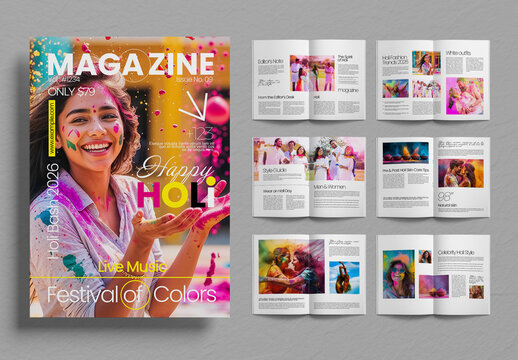 Happy Holi Modern Lifestyle Magazine Template