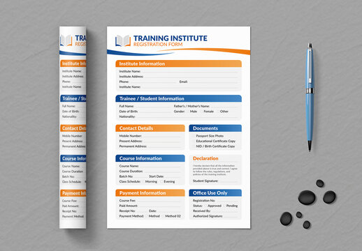 Training Institute Registration Form Template Layout