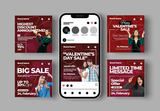 Valentine Day Fashion Sale Social Media Post Template