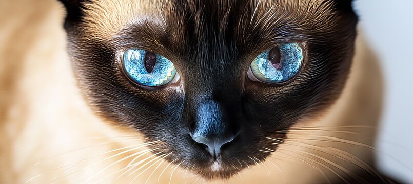 Captivating Siamese Cat with Mesmerizing Blue Eyes Gazing Affectionately in Natural Habitat Setting