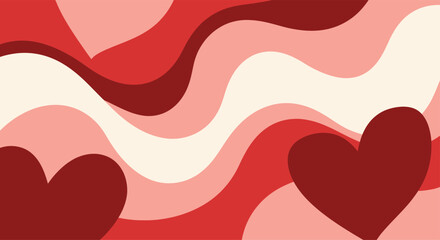 Red Pink Hearts Wavy Lines Valentine.