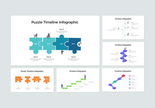 Puzzle Timeline Infographic Presentation Template for Business Process