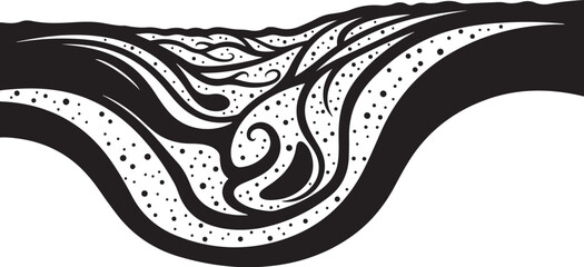 Fototapeta premium Black and white abstract wave design with dotted texture