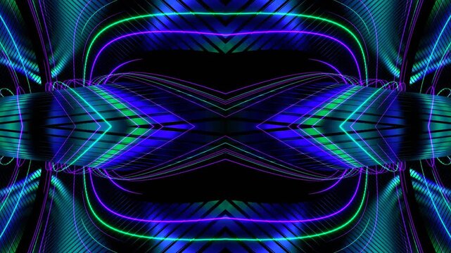 Purple and Turquoise Space Energy in Frame Kaleidoscope Background VJ Loop in 4K