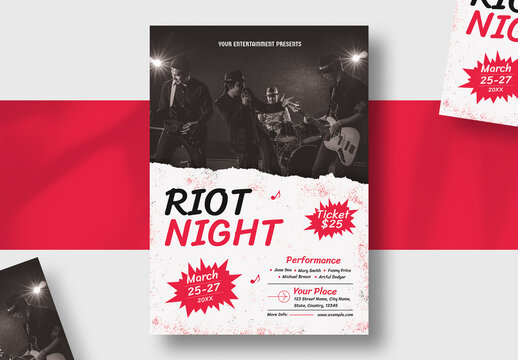 Punk Rock Concert Night Event Flyer Design Template