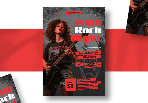 Modern Punk Rock Concert Flyer For Live Music Night Event